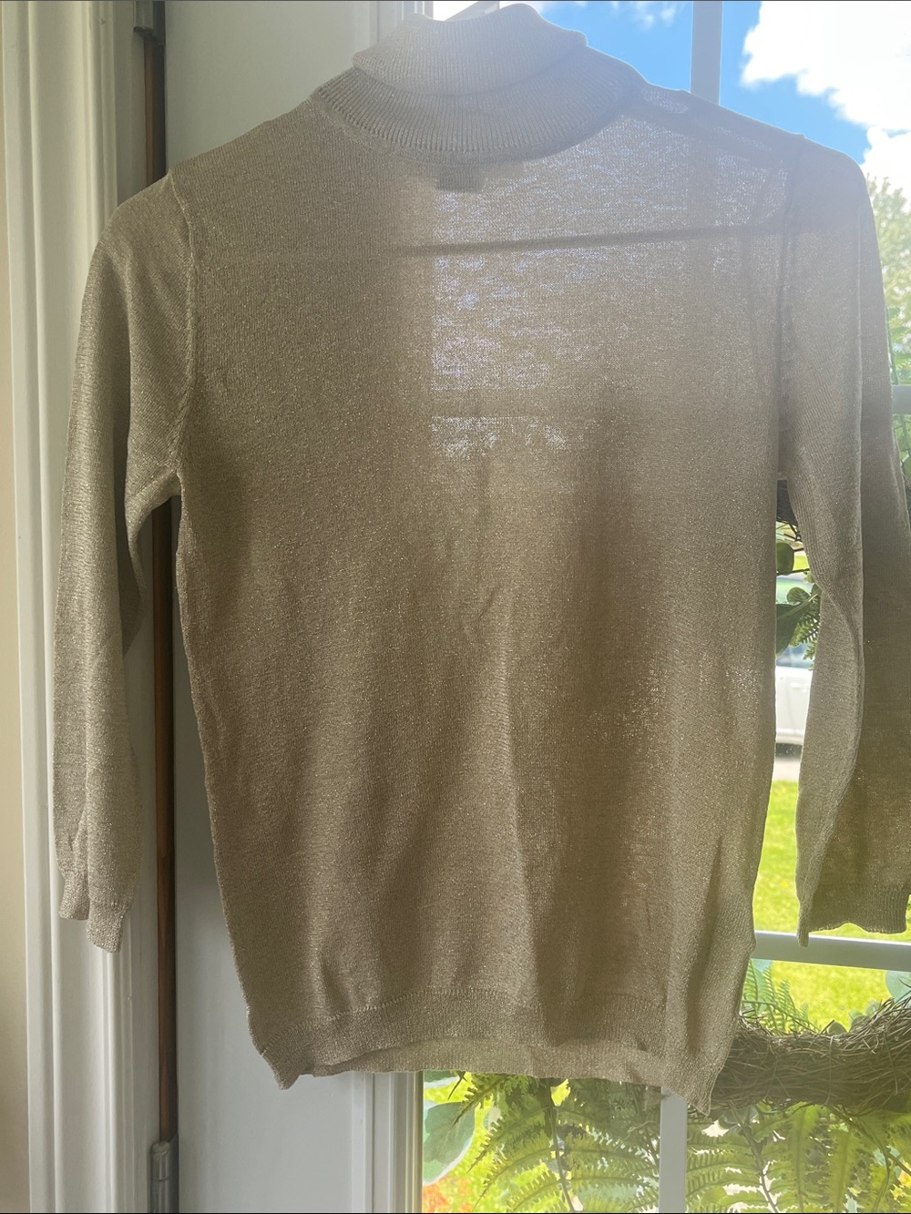 Bianca Nygård Silver Greige Shimmer Turtleneck Top Small